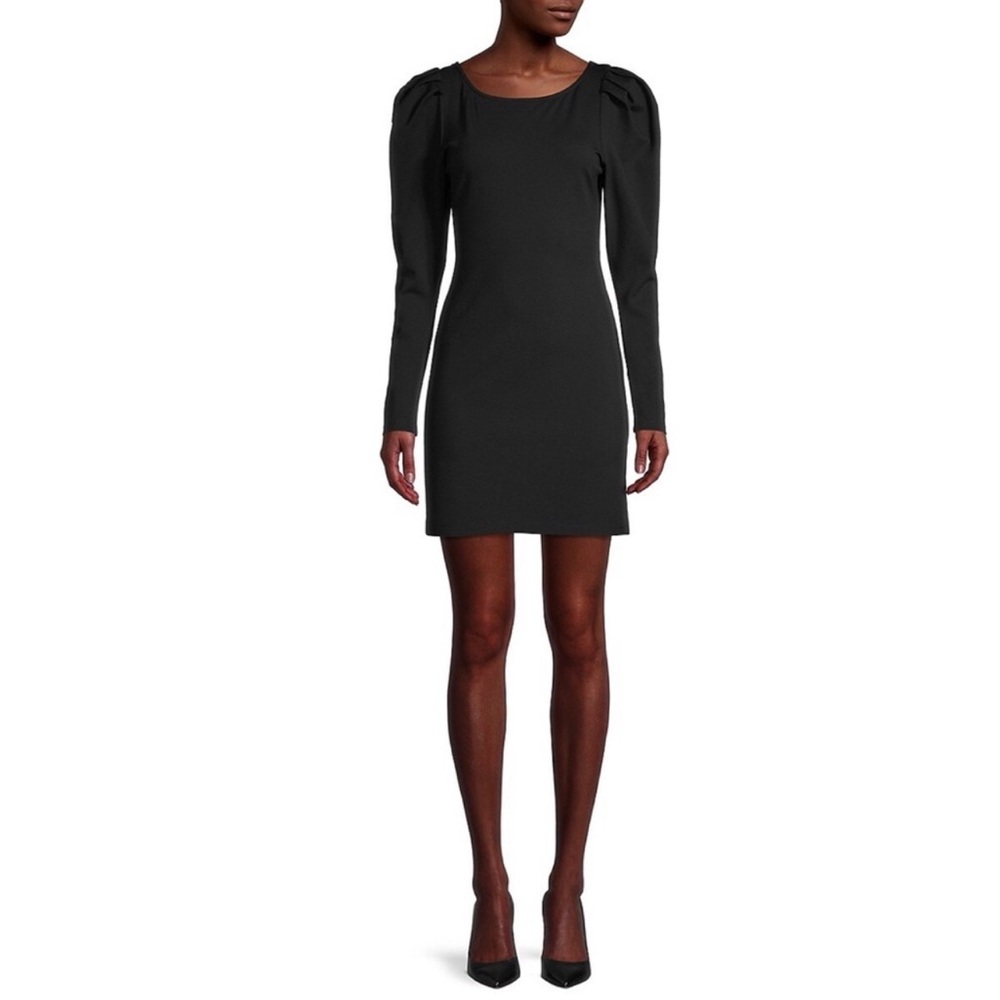 Fame and Partners Puff Sleeve Mini Dress in Black Plus - Picture 1 of 4